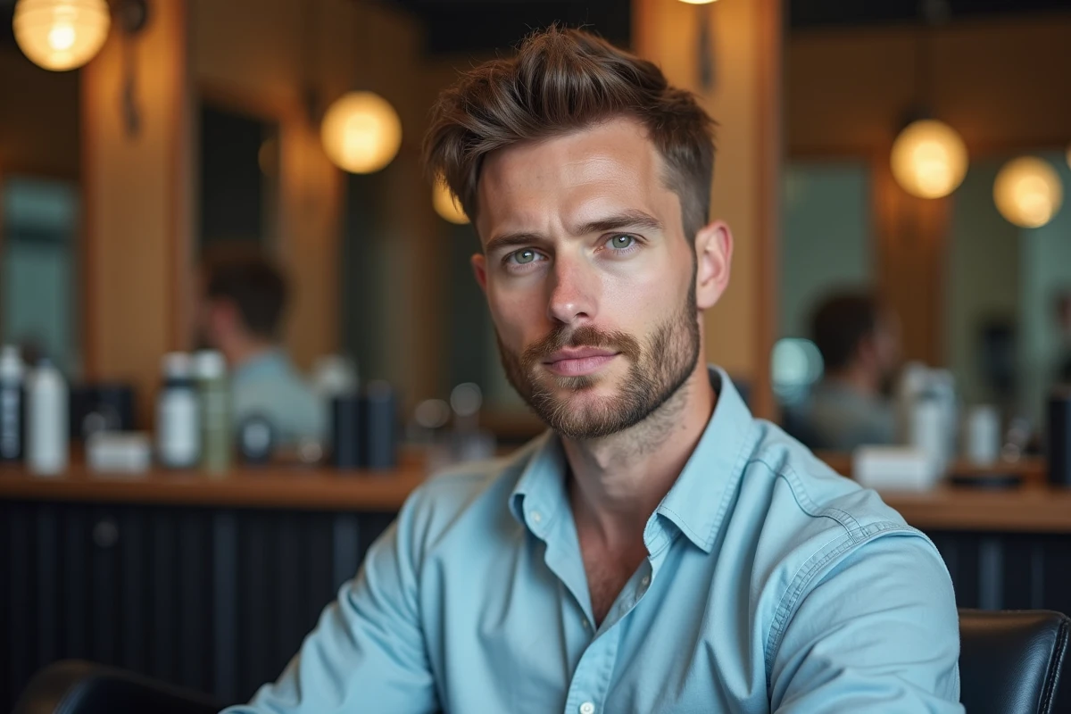Homme en coiffure dans un barbershop moderne