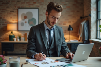 Jeune designer mode en studio créatif avec palette de couleurs