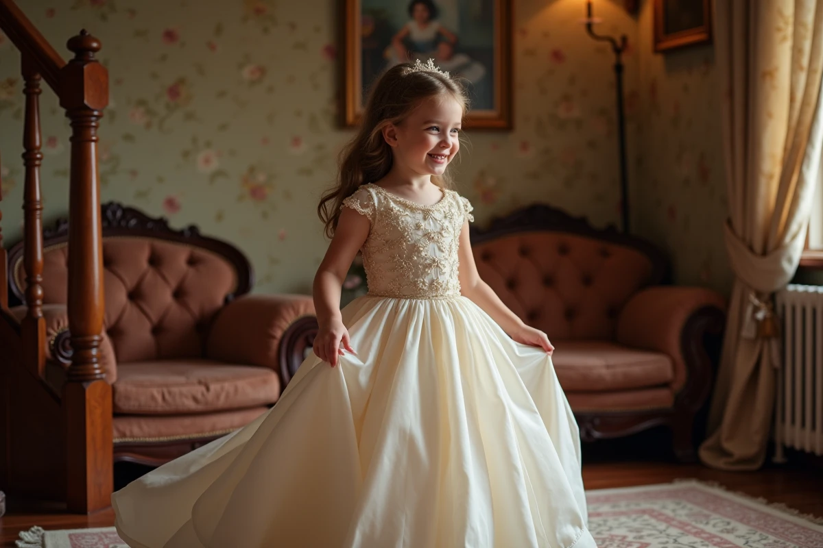 Jeune fille princesse dans un salon chaleureux