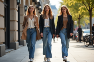 Groupe de jeunes femmes en mode urbaine dans la rue