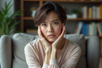 Femme avec coupe pixie pensant à un changement capillaire